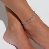 Bracelet de cheville en argent avec étoiles